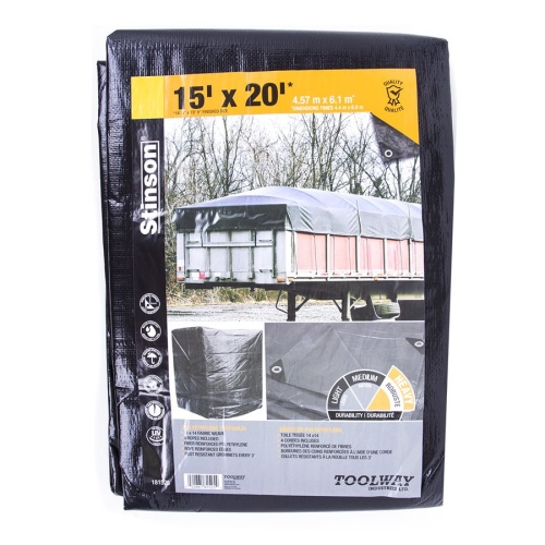 Tarp 15' x 20' foot HD Black 130GSM 8 Mill 12' x 12' weave