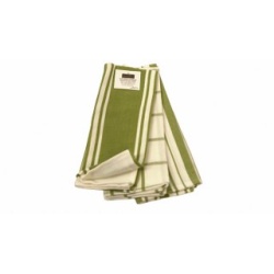Kitchen Towels 3pk. 15x25" Olive Checks & Stripes 100% Cotton Haenkrs"