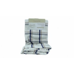 Terry Kitchen Towels 2pk. 18 x 28" Blue Stripe Vive La Vie!"