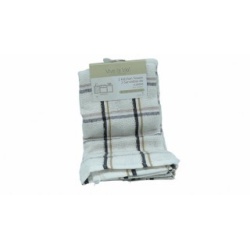 Terry Kitchen Towels 2pk. 18 x 28" Charcoal Stripe Vive La Vie!"