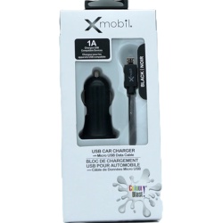 USB Car Charger Micro USB 3' Black Xmobil