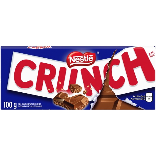 Nestle Crunch Chocolate Bar 100g.