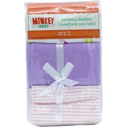 Receiving Blankets 3pk. 28 x 28" Purple Colour Monkey Bars"