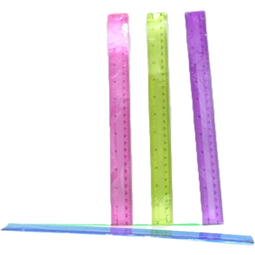 12 Clear Plastic Ruler Assorted Colours
