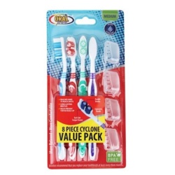 Toothbrush Medium 4Pc Value Pack w/ Lids Oral Fusion