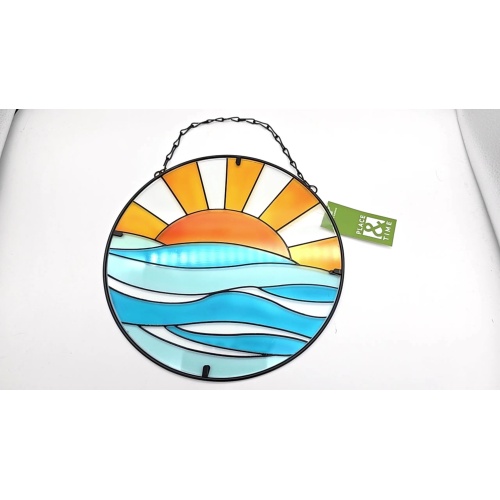 Wall Décor Stained Glass Ocean 10.25 Round Place & Time