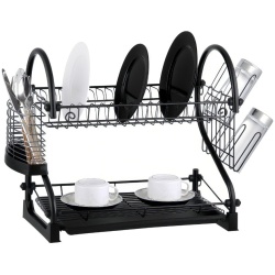 2 Tier Dish Rack Black ITY