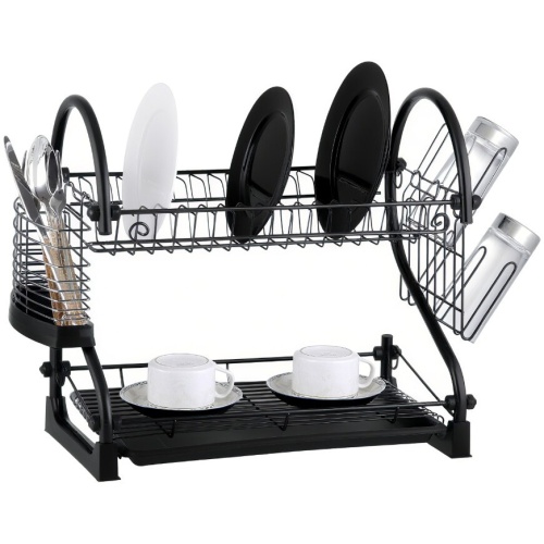 2 Tier Dish Rack Black ITY