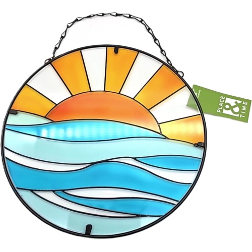 Wall Décor Stained Glass Ocean 10.25 Round Place & Time