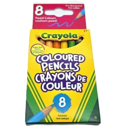 Cut Short Coloured Pencils 8pk. Pastel Colours Crayola
