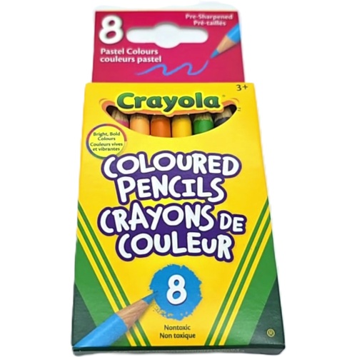 Cut Short Coloured Pencils 8pk. Pastel Colours Crayola