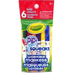 Washable Markers Pip Squeaks 6pk. Bold Colours Crayola