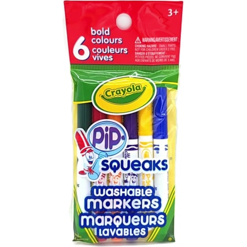 Washable Markers Pip Squeaks 6pk. Bold Colours Crayola