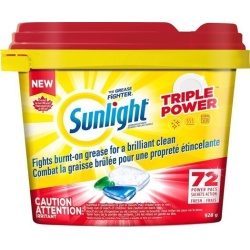 Sunlight Dishwasher Detergent, Triple Power 72 Count, Fresh Scent