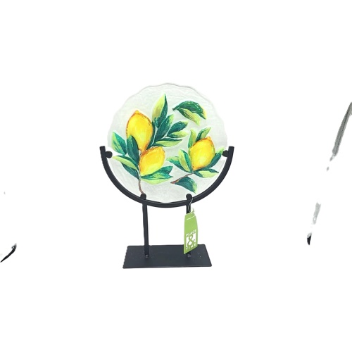 Table Décor Stained Glass On Stand Lemons 8.75 x 12.5