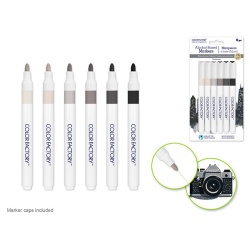 Alcohol Markers Monochrome 6Pc Bullet Tip Color Factory