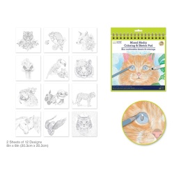 Mixed Media Pad Wildlife 24 Sheet 250gsm 8 x 8" Color Factory"
