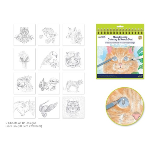 Mixed Media Pad Wildlife 24 Sheet 250gsm 8 x 8