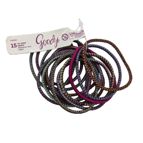 Hair Elastics No Metal 2mm 15pk. Goody Assorted Colours