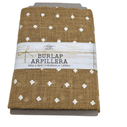 Burlap Arpillera 46 X 2yd. Natural W/white Dots Love Laugh Craft"