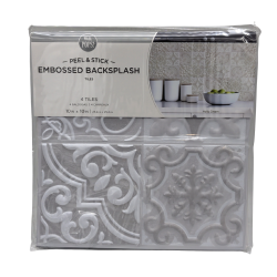 Peel & Stick Embossed Blacksplash Tiles Holly Cream 10 x 10" 4pk."