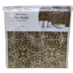 Peel & Stick Tin Tiles Chelsea Bronze 10 x 10" 4pk."