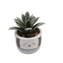 Small Faux Succulent In Dog Shaped Pot 2 x 3""