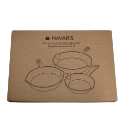 3pc. Cast Iron Pan Set 15cm/20cm/25cm Navaris (or $8.99/$12.99/$16.99)
