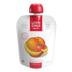 Organic Puree Bananas, Strawberries, Peaches 128mL 6 Months + Love Child Organics