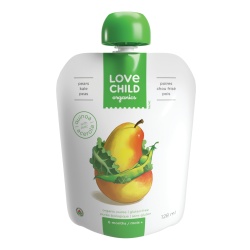 Organic Puree Pears, Kale, Peas 128mL 6 Months + Love Child Organics
