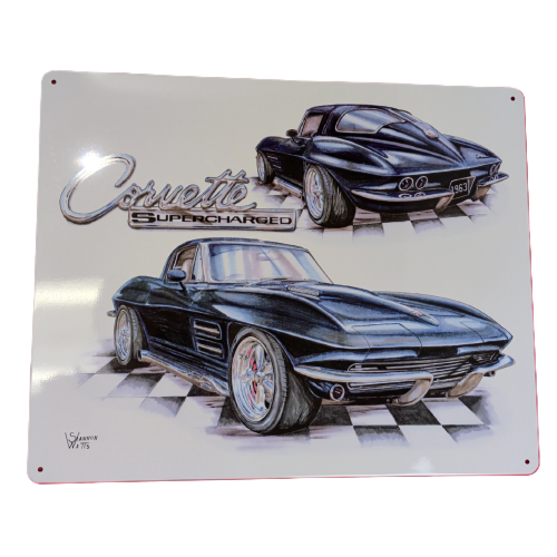 Metal Sign 1963 Corvette Supercharged 12 X 15