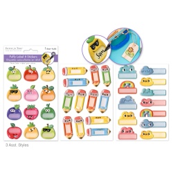 Paper Craft Sticker: 4.1x6.1" Puffy Label-it Asst12eax3stl B) Kawaii Cutesy"