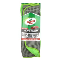 Wash & Scrub Double Sided Towels 2pk. 16 x 16" Multi Use Turtle Wax Platinum Series"