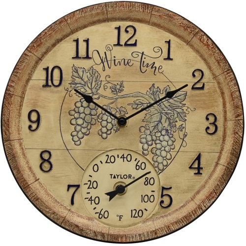 Decorative Clock w/Thermometer 14 Indoor/Outdoor Taylor