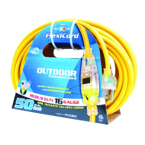 Extension Cord 15M SJTW 16/3 single lighted/locking