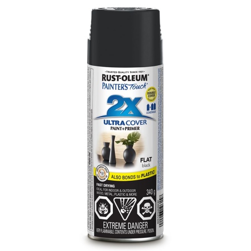 Spray Paint Flat Black Painters Touch 2X 340G Rustoleum