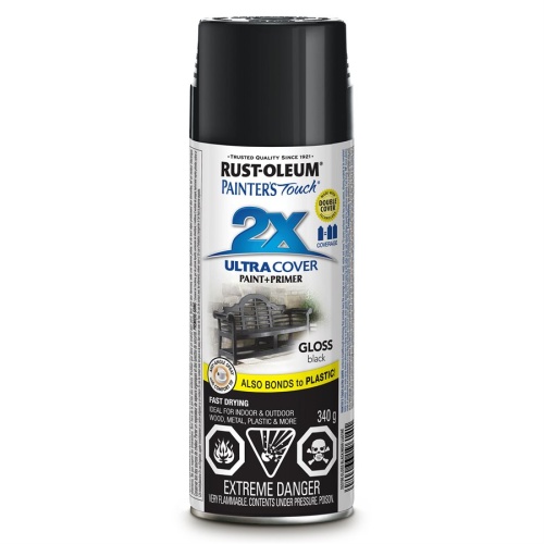 Spray Paint Gloss Black Painters Touch 2X 340G Gloss Black Rustoleum