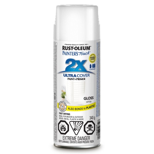 Spray Paint Gloss White Painters Touch 2X 340G Rustoleum