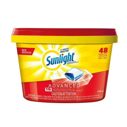 Sunlight Advanced Dishwasher Detergent Pods 48 Count, Fresh Scent
